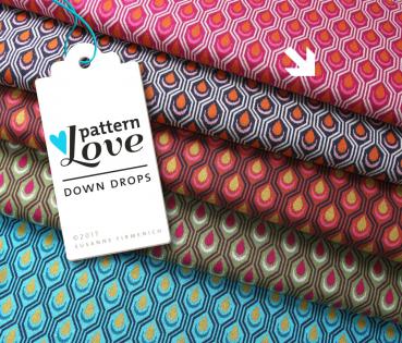 RESTSTÜCK 65cm !!! - Bio Jacquard Down Drops - pink orange - Pattern Love - Hamburger Liebe
